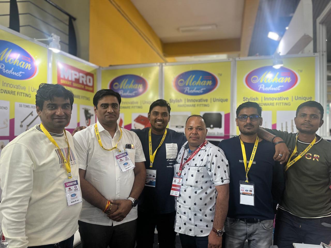 Mohan Product exhibitors and visitors posing at the HBLF Show